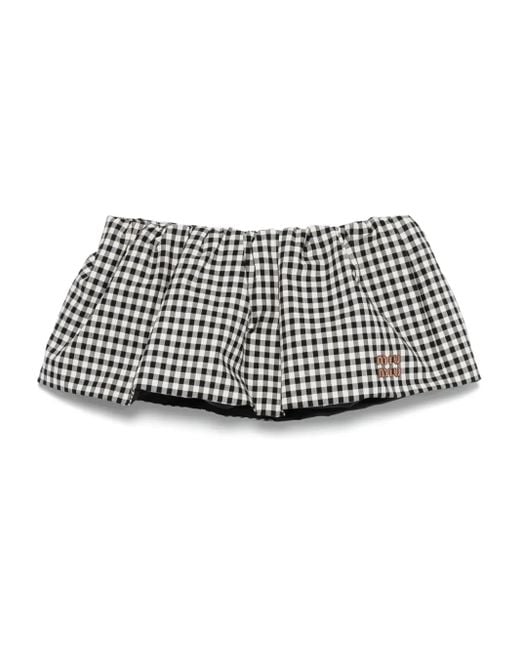 Miu Miu Geruite Mini-Rok in het Black