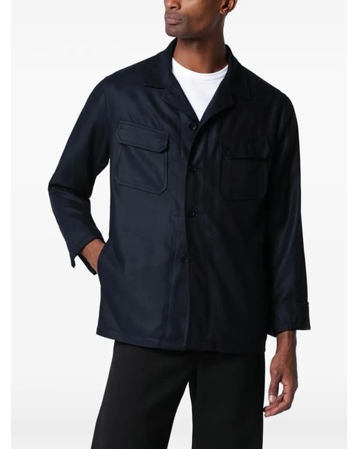 Tagliatore Blue Flap-Pocket Shirt Jacket for men