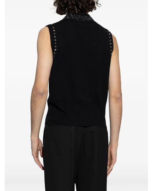 Versace Black Embellished Collar Sleeveless Vest for men