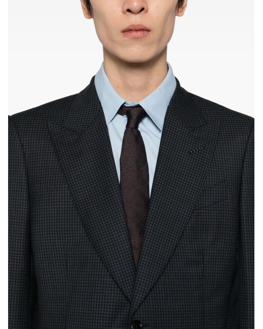 Tom Ford Black Single Breasted Checked-Print Blazer for men