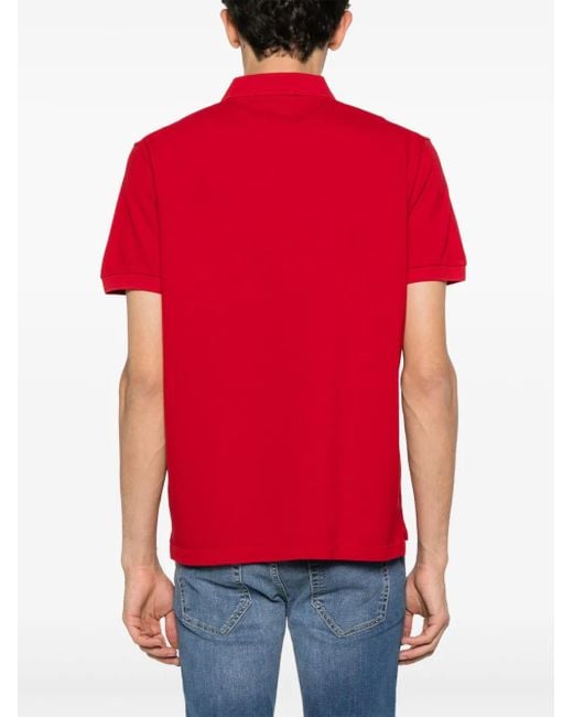 DSquared² Red Dyed Logo-Patch Polo Shirt for men