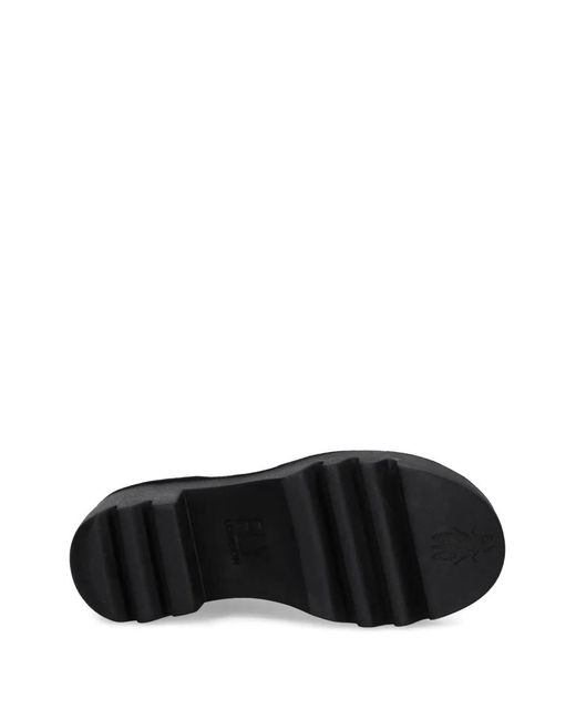Fly London Black Pull-Tab Block-Heel Boots