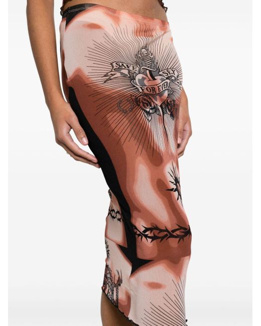 Jean Paul Gaultier Pink Trompe L'oeil-print Pencil Skirt