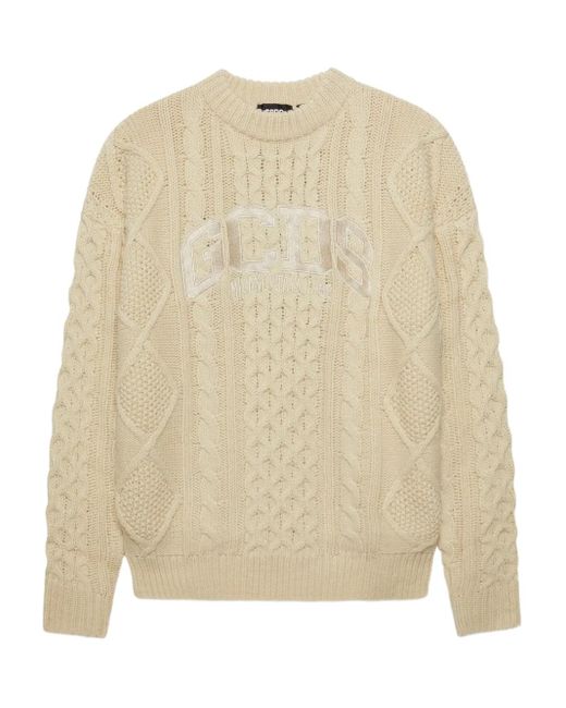 Jersey de punto de ochos con logo bordado Gcds de color Natural