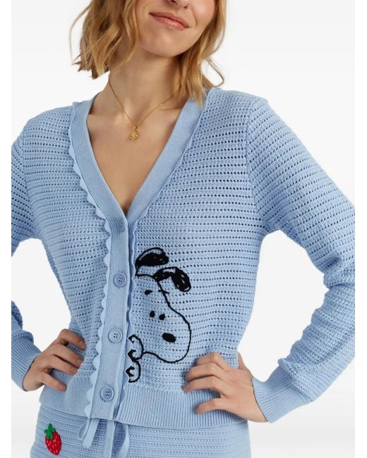 Chinti & Parker Blue Gehäkelter Snoopy Cardigan