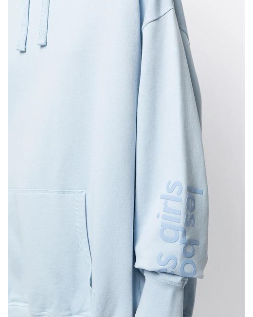 Les Girls, Les Boys Blue Logo-Print Cotton Hoodie