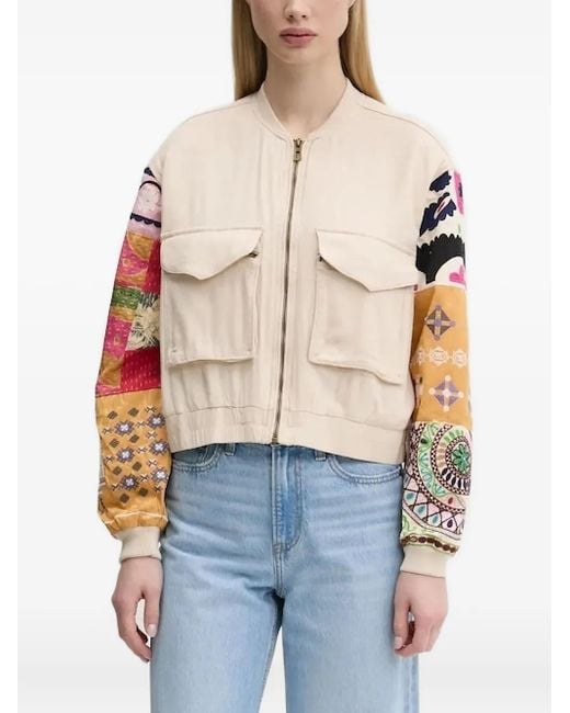 Chaqueta bómber de manga con diseño patchwork Desigual de color Blue