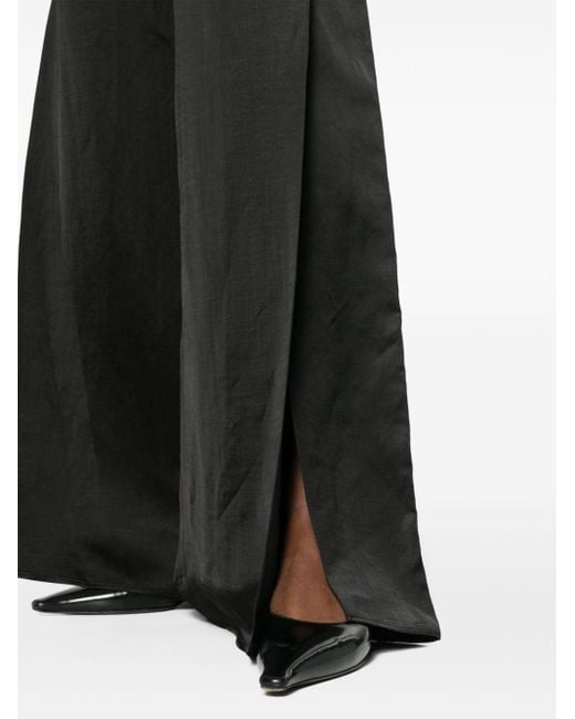 Ralph Lauren Collection Black Satin Wide-leg Trousers