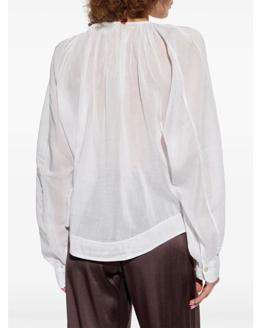 Forte_forte White Cotton And Silk Blend Blouse