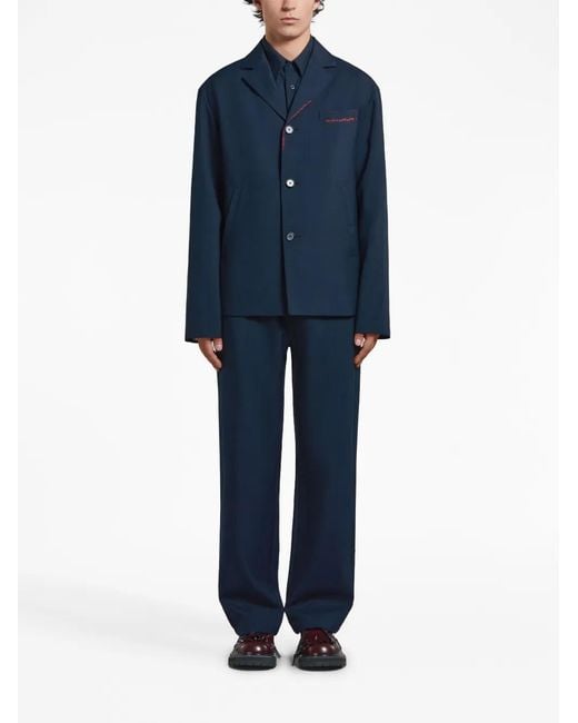 Marni Blue Blazer With Mending for men