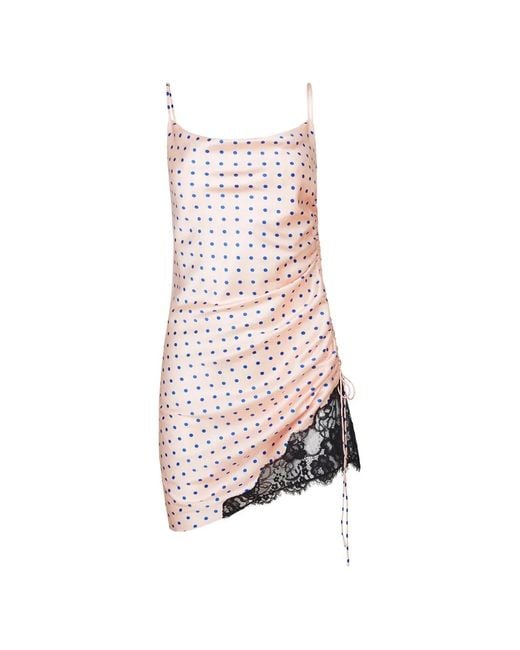 Fleur du Mal White Lace-Trimmed Dotted Mini Dress