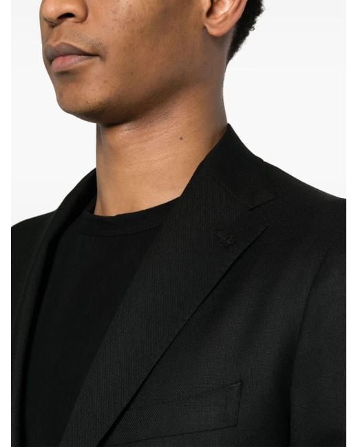 Tagliatore Black Single-Breasted Virgin Wool Blazer for men