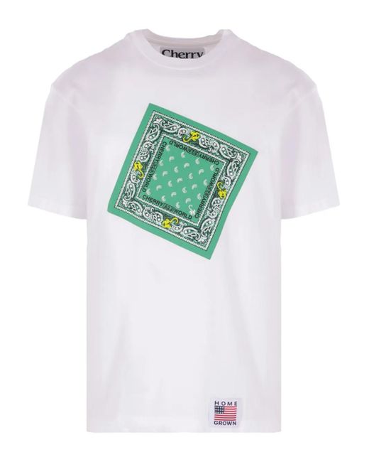 Cherry World Green Bandana Graphic-Print T-Shirt for men