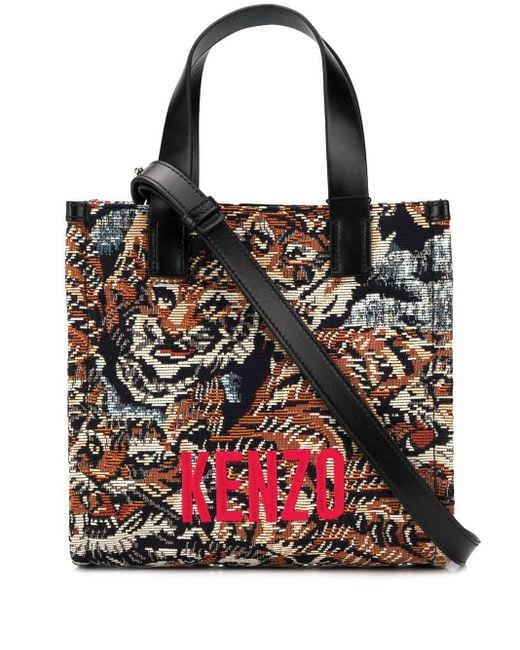 KENZO Black Jungle Flying Tiger Jacquard Tote Bag