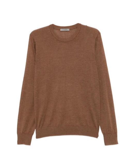 Corneliani Brown Crew-Neck Long-Sleeve Sweater for men