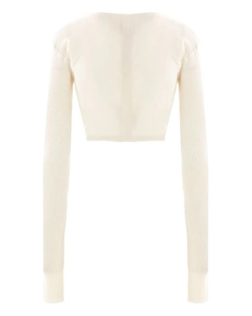 Rick Owens White Wool Cropped Cardigan