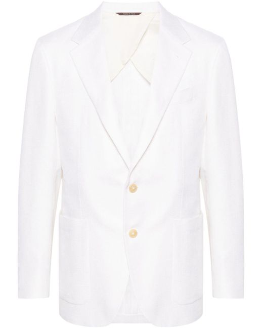 メンズ Canali シルク シングルジャケット White