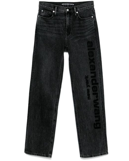Alexander Wang Jeans Met Uitgesneden Logo in het Black