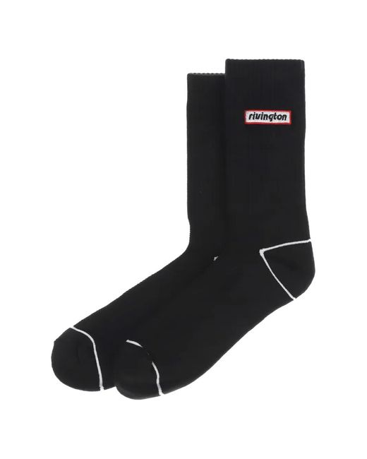 RRR123 Black Logo-Patch Ribbed Socks for men