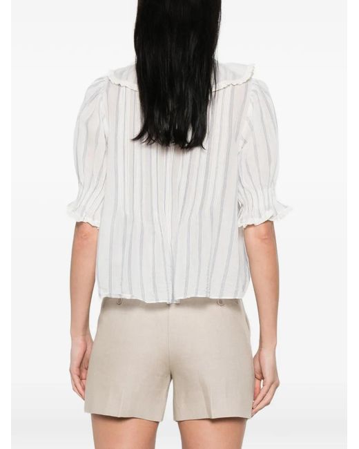 Doen White Blouse Rayée Henri