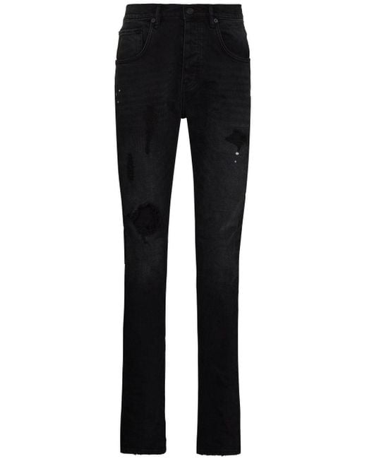 Purple Brand Black P002 Ripped Slim Jeans - Men's - Cotton/lycra for men