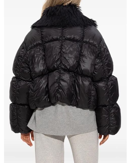 Jil Sander Black Quilted Faux-Fur-Collar Jacket