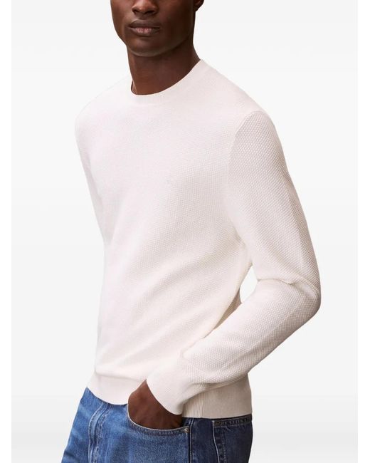Calvin Klein White Crew-Neck Sweater for men