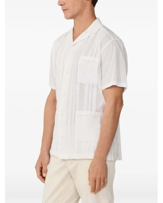 Hackett White Guayabera Pintuck-Detail Salcombe-Collar Shirt for men