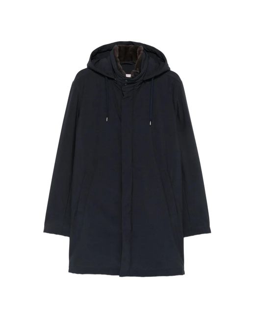 Herno Blue Polyamide Polyester Elastane Coat for men