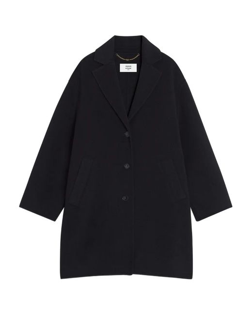 Maison Kitsuné Blue Button Wool Coat