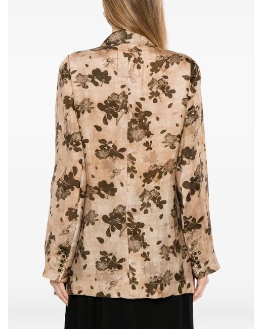 Uma Wang Natural Floral-Print Wrap Jacket