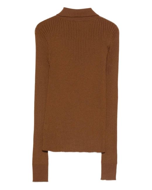 Roberto Collina Brown Polo-Collar Cardigan