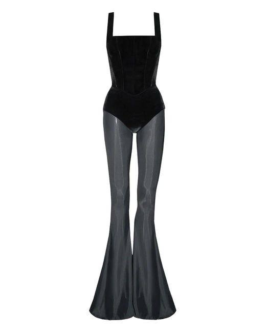 Vestiaire d'un Oiseau Libre Black Velvet Corset Jumpsuit