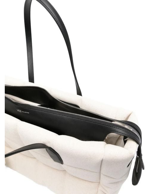 VEE COLLECTIVE Natural Large Tela Quilted Shoulder Bag
