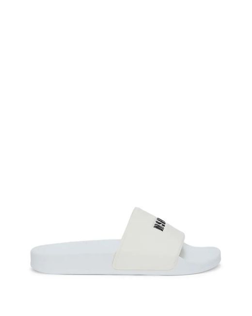 MSGM White Logo-Embossed Slides for men