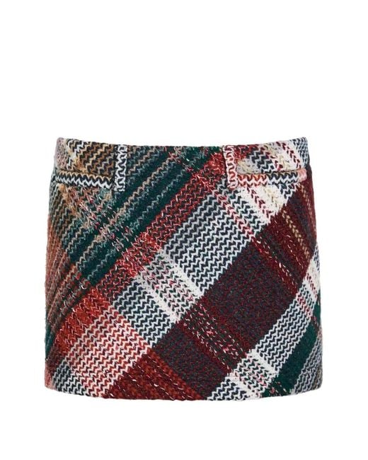 Missoni Red Diagonal Checked Mini Skirt