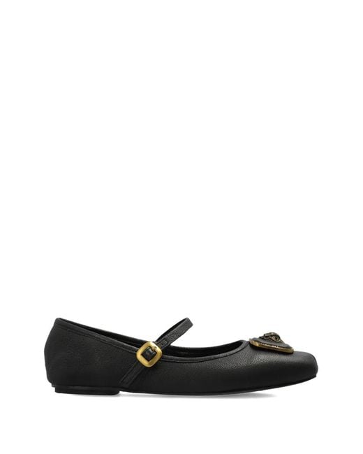 Kurt Geiger Black Pimllico Buckled Ballet Flats
