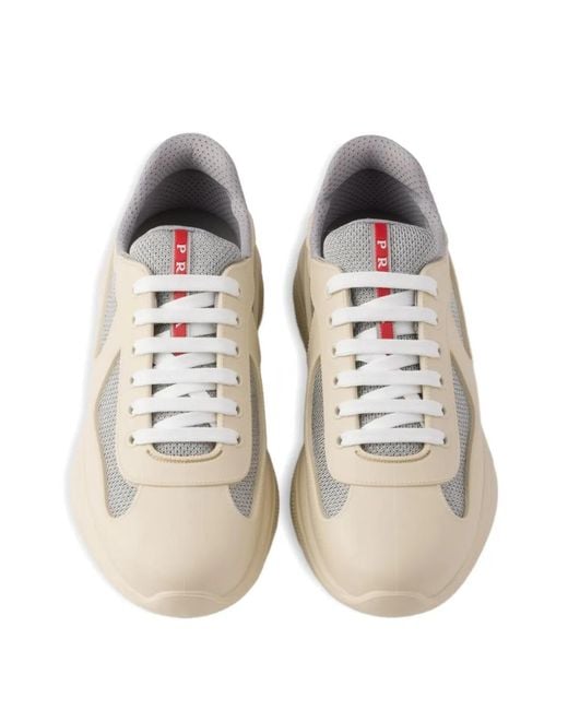 Prada White America's Cup Soft Rubber And Bike Fabric Sneakers for men