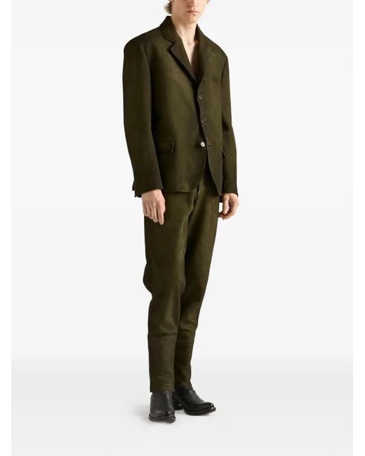 Prada Green Suede Pants for men