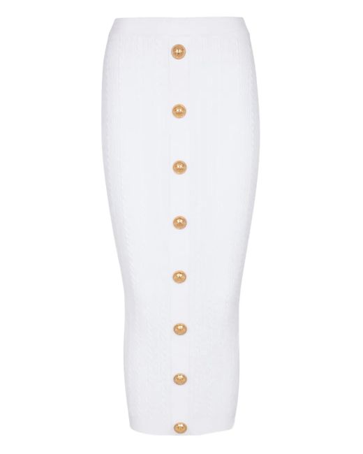 Balmain Kabelgebreide Rok in het White