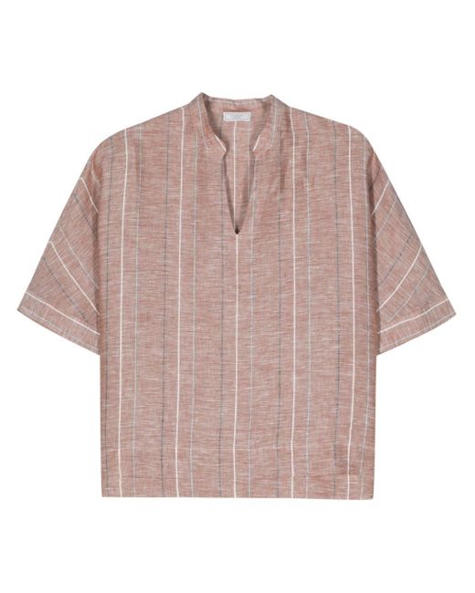Peserico Pink Striped Linen Blouse