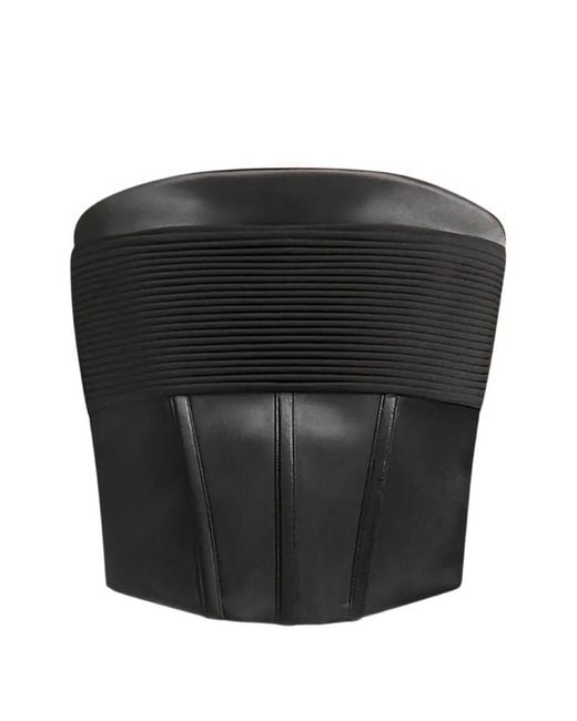 Manière De Voir Black Cora Satin Pintuck Bandeau Corset Top