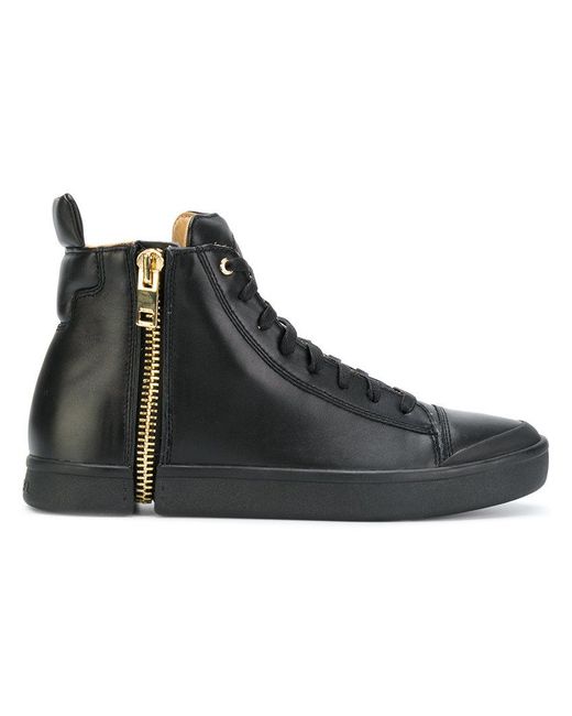 DIESEL Black Zip Detail Sneakers for men