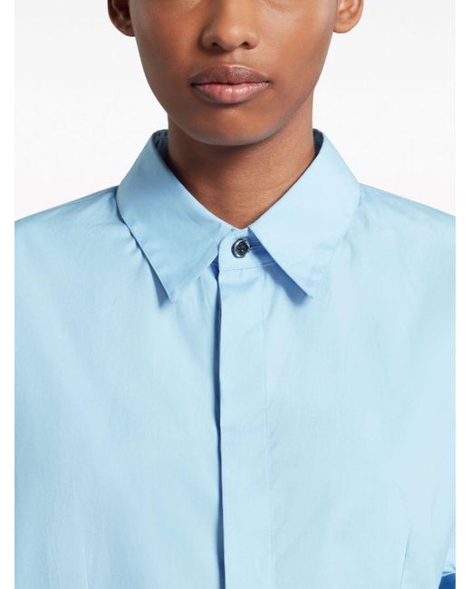Marni Blue Cropped-Hemd mit langen Ärmeln