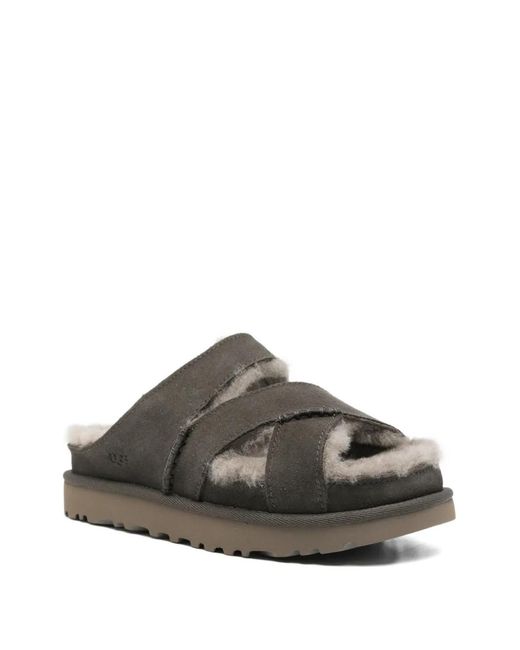 Ugg Gray Criss-Cross-Strap Sandals