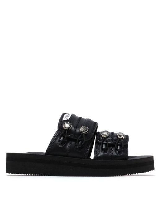 Toga Black Double Strap Slip-On Sandals