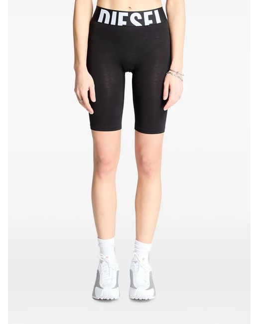 DIESEL Black Short Pants With Cut-Off Logo