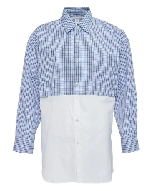 Comme des Garçons Blue Checked Panelled Shirt for men