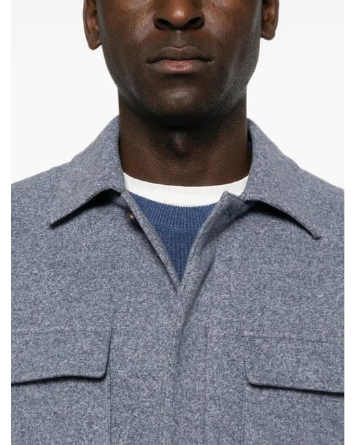 Eleventy Blue Button-Fastening Flap-Pocket Shirt Jacket for men