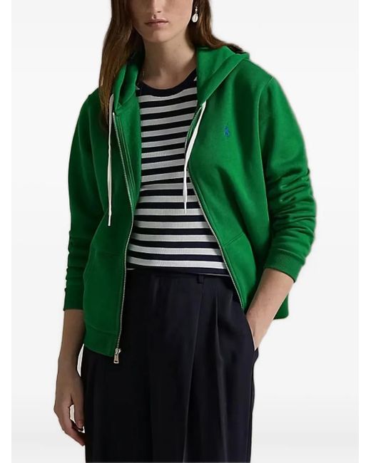 Polo Ralph Lauren Green Embroidered-Logo Zip-Up Sweatshirt